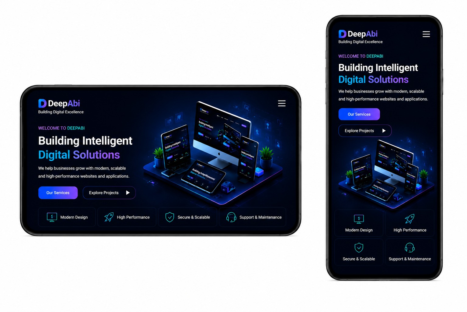 DeepAbi website showcased on a mobile display