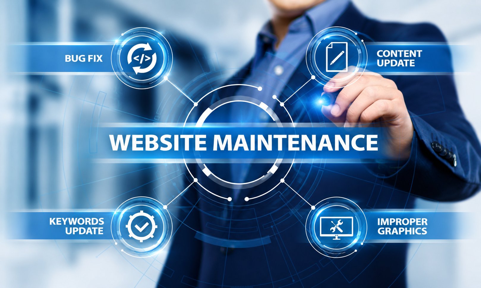 Website maintenance and monitoring dashboard example